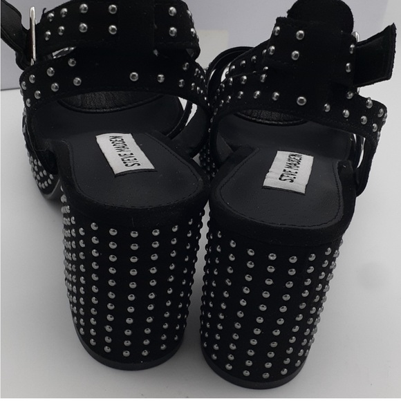 Steve Madden Rosa Studded Black Platform Suede Sandal Heel - Picture 4 of 7